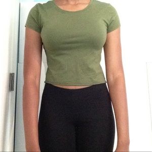 Army green crop top
